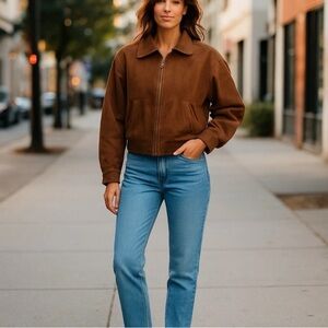 Jolly Lumbuck Leather Jacket Womens Size Xs Brown Zip Up Jackson Hole Wyoming